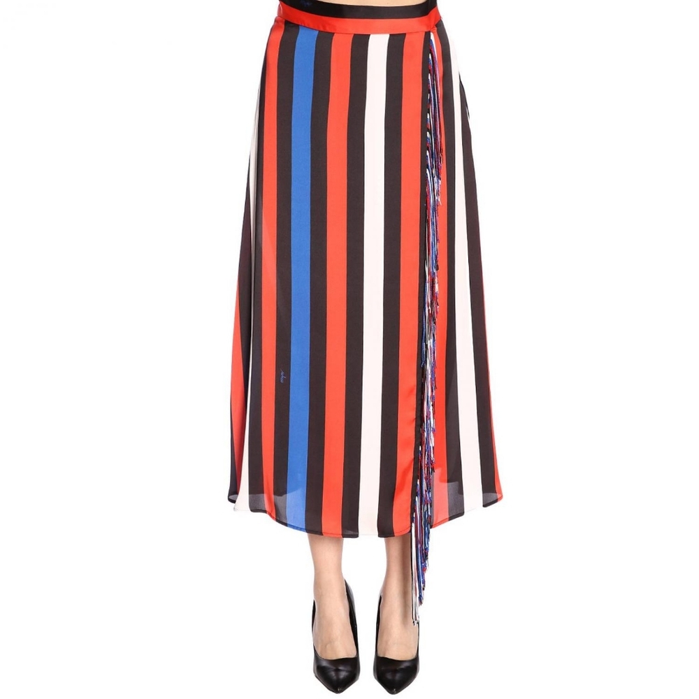 17. NWOT MSGM STRIPED MIDI SKIRT WITH FRINGE SIZE IT 38 / US 4